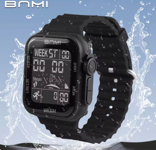 BNMI الأصلي رجل ساعة الرياضة في الهواء الطلق متعددة الوظائف مقاوم للماء على مدار الساعة شاشة كبيرة