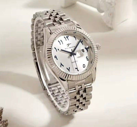 العلامة التجارية الفاخرة المألوف الأعمال عارضة الاتصال الهاتفي العربي الفولاذ المقاوم للصدأ سوار كوارتز ساعة