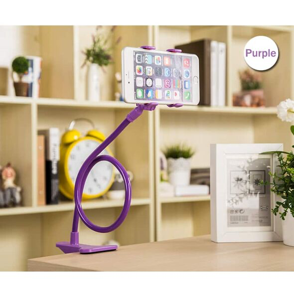 حامل هواتف مرن وطويل 360 درجة جودة عالية حديد يمكن إستعماله في المنزل، السيارة أو المكتب Lazy Bracket Mobile Phone